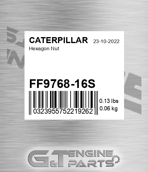 FF9768-16S Hexagon Nut for CATERPILLAR