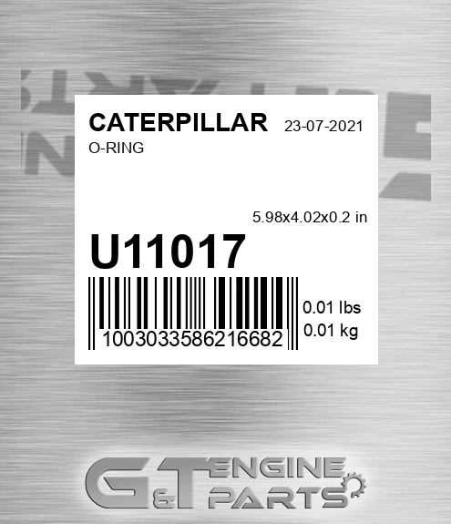 U11017 O-ring for CATERPILLAR