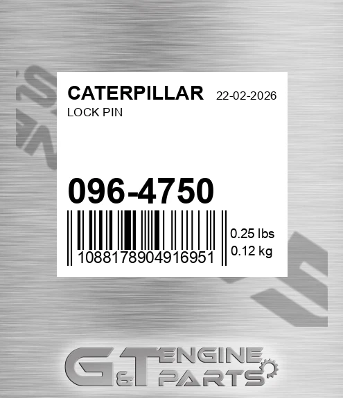 096-4750 Lock Pin for CATERPILLAR