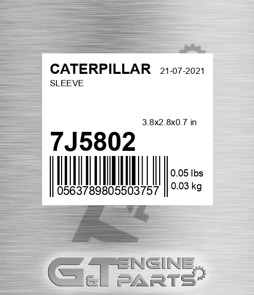 7J5802 Sleeve for CATERPILLAR