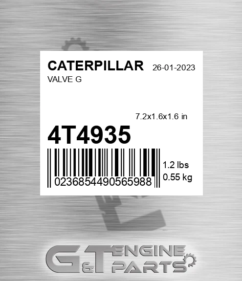 4T4935 Valve G for CATERPILLAR
