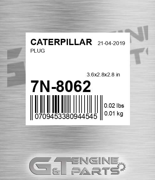 7N-8062 Plug for CATERPILLAR