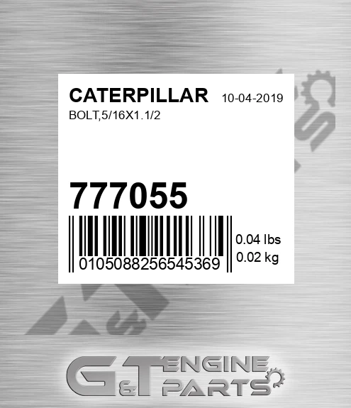 777055 Bolt,5/16x1.1/2