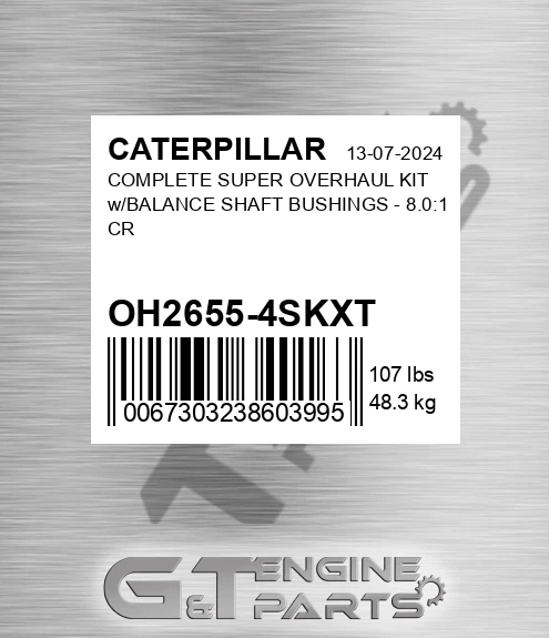 OH2655-4SKXT Complete Super Overhaul Kit W/balance Shaft Bushings - 8.0:1 Cr