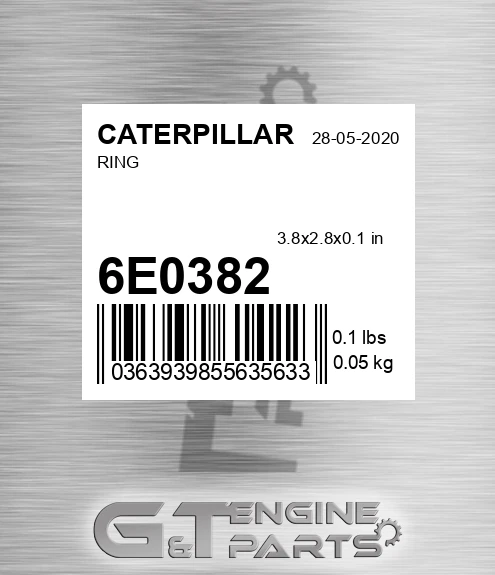 6E0382 Ring for CATERPILLAR