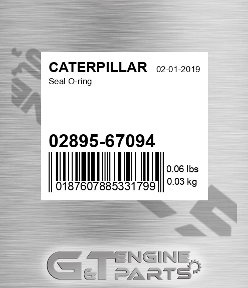 02895-67094 Seal O-ring for CATERPILLAR