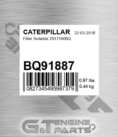 BQ91887 Filter Suitable 2931184bq for CATERPILLAR
