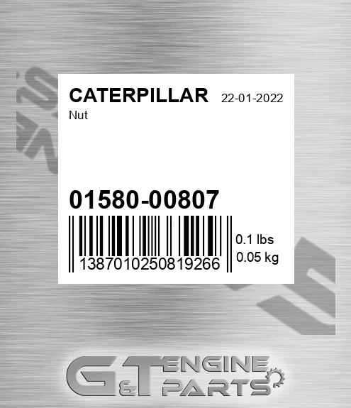 01580-00807 Nut for CATERPILLAR