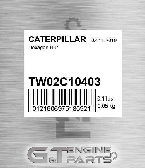 TW02C10403 Hexagon Nut for CATERPILLAR