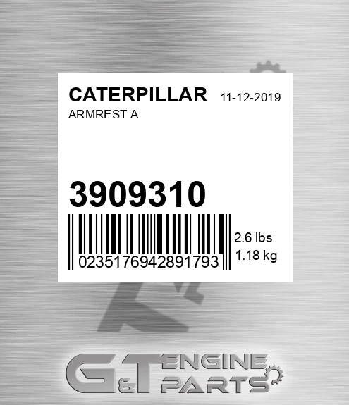 3909310 Armrest A for CATERPILLAR