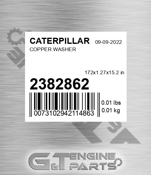 238-2862 Copper Washer for CATERPILLAR
