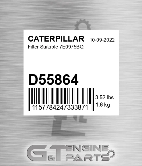 D55864 Filter Suitable 7e0975bq