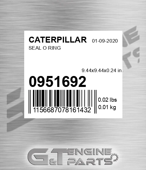 0951692 Seal O Ring for CATERPILLAR