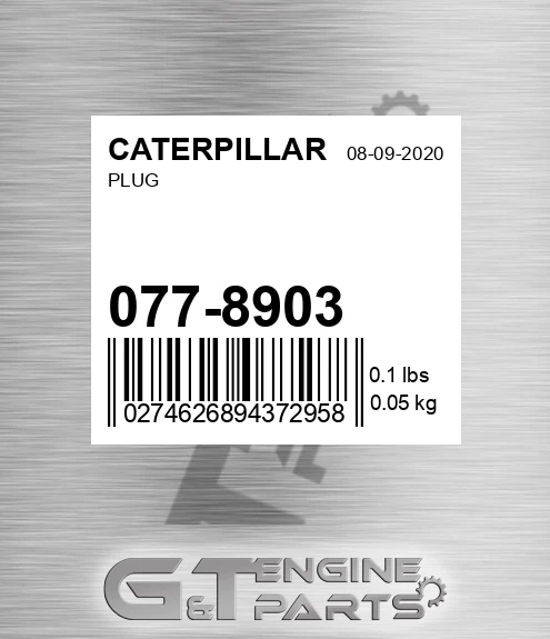 077-8903 Plug for CATERPILLAR
