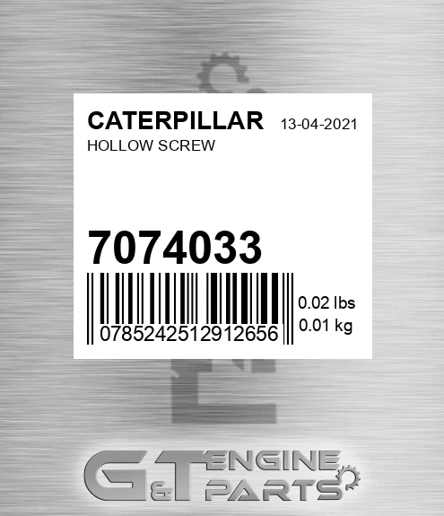 7074033 Hollow Screw