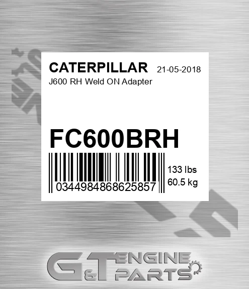 FC600BRH J600 Rh Weld On Adapter
