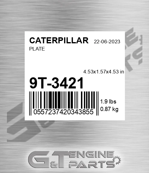 9T3421 Plate - Valve for CATERPILLAR