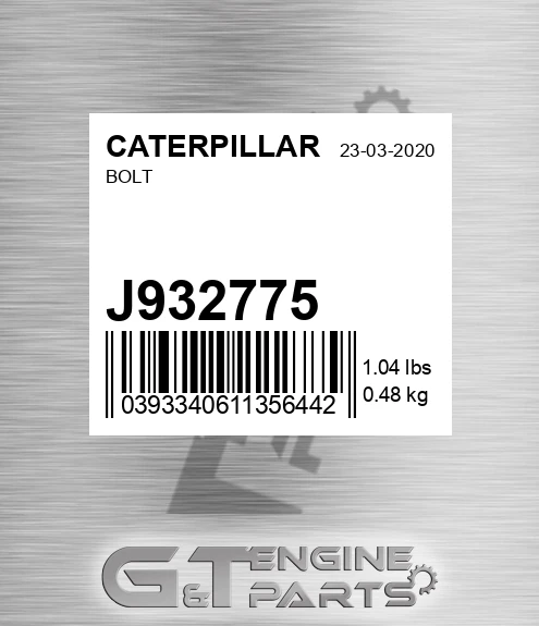 J932775 Bolt for CATERPILLAR