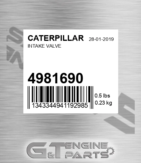 498-1690 Intake Valve for CATERPILLAR