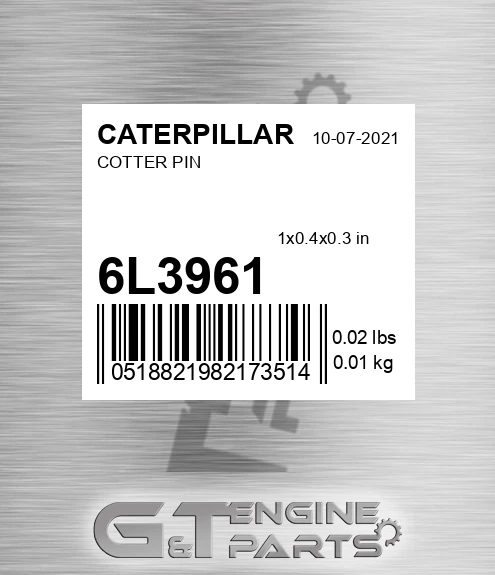 6L-3961 Cotter Pin for CATERPILLAR