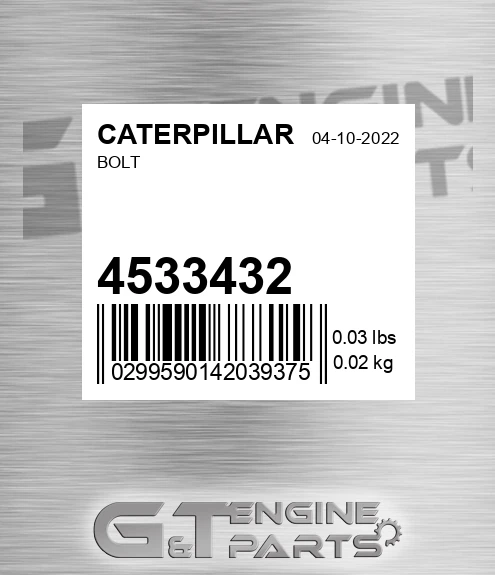 453-3432 Bolt for CATERPILLAR