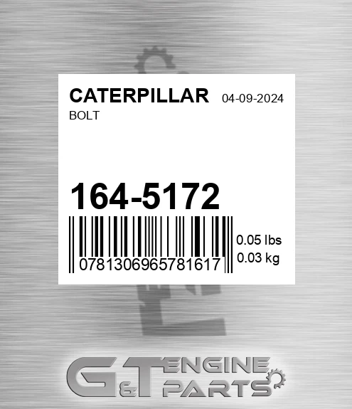 164-5172 Bolt for CATERPILLAR