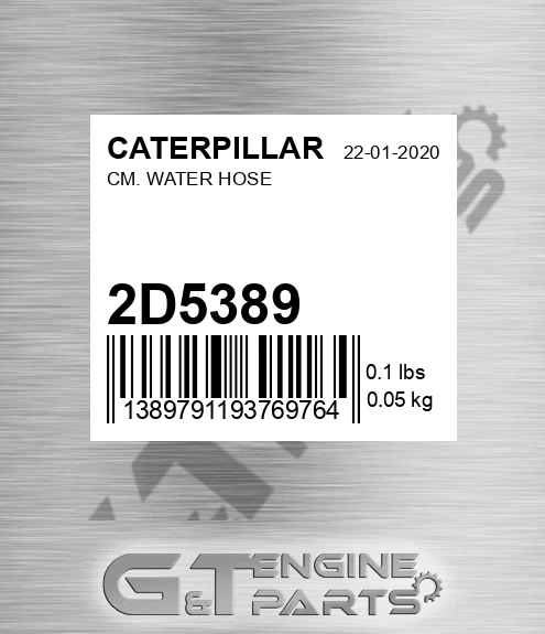 2D-5389 Cm. Water Hose for CATERPILLAR