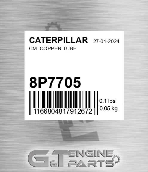 8P-7705 Cm. Copper Tube for CATERPILLAR
