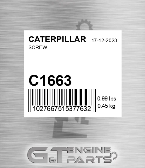C1663 Screw for CATERPILLAR
