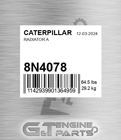 8N4078 Radiator A for CATERPILLAR