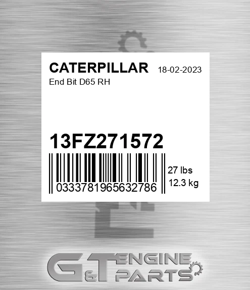 13FZ271572 End Bit D65 Rh for CATERPILLAR