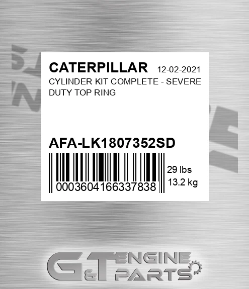 AFA-LK1807352SD Cylinder Kit Complete - Severe Duty Top Ring for CATERPILLAR