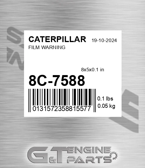 8C-7588 Film Warning for CATERPILLAR