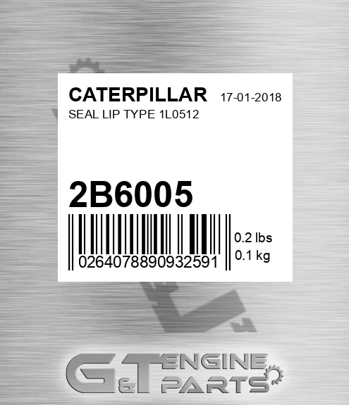 2B6005 CATERPILLAR Seal Lip Type 1l0512