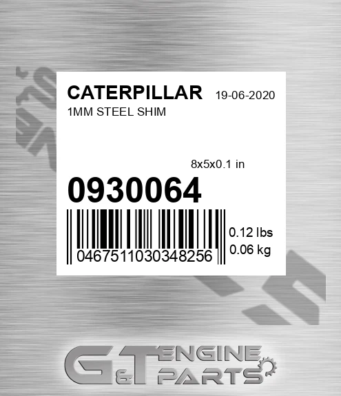 093-0064 1mm Steel Shim for CATERPILLAR