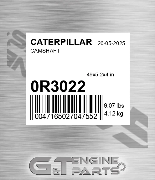 0R-3022 Camshaft