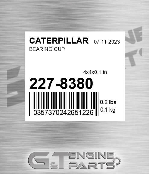 227-8380 Bearing Cup for CATERPILLAR