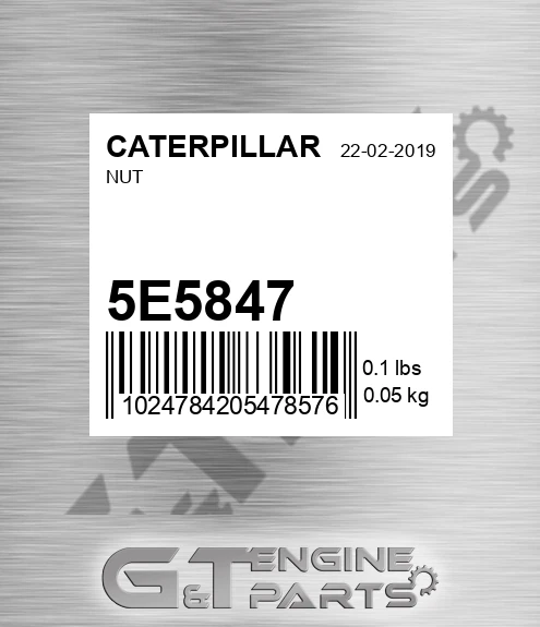 5E5847 Nut for CATERPILLAR