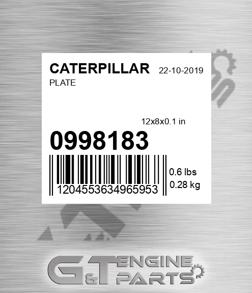 0998183 Plate for CATERPILLAR