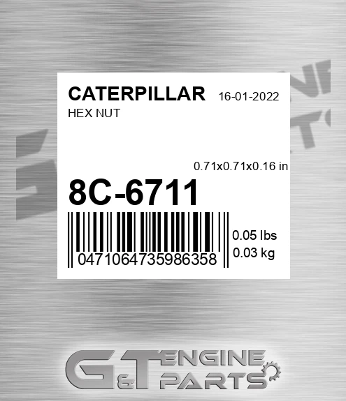 8C-6711 Hex Nut for CATERPILLAR