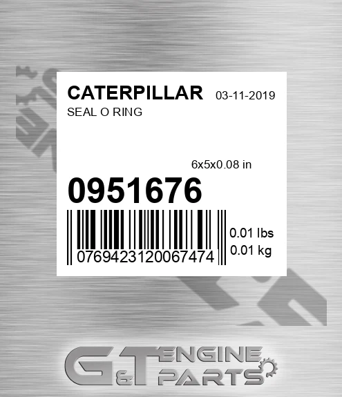 0951676 Seal O Ring for CATERPILLAR