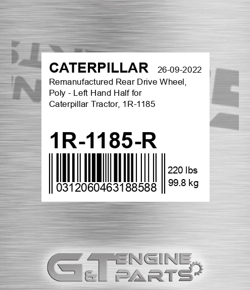 1R-1185-R Remanufactured Rear Drive Wheel, Poly - Left Hand Half For Tractor, 1r-1185 for CATERPILLAR