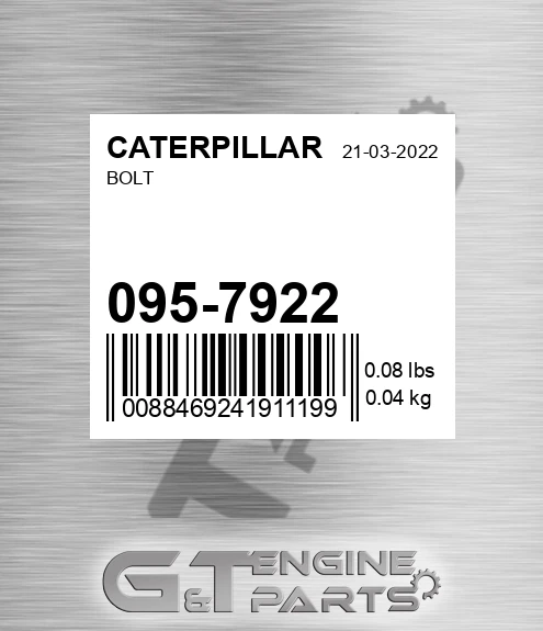 095-7922 Bolt for CATERPILLAR