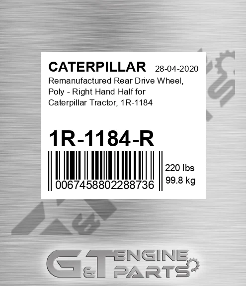 1R-1184-R Remanufactured Rear Drive Wheel, Poly - Right Hand Half For Tractor, 1r-1184 for CATERPILLAR
