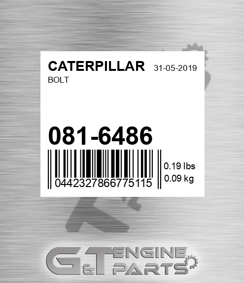 081-6486 Bolt for CATERPILLAR