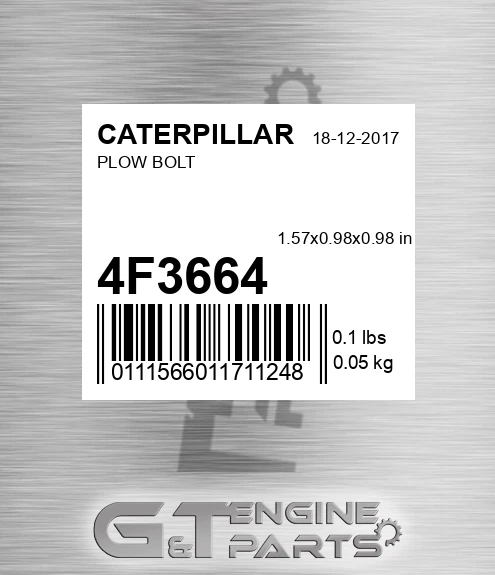 4F-3664 Plow Bolt for CATERPILLAR