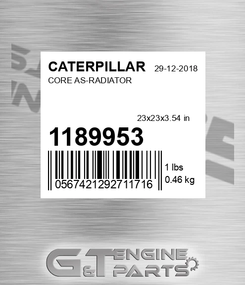 1189953 Core As-radiator for CATERPILLAR