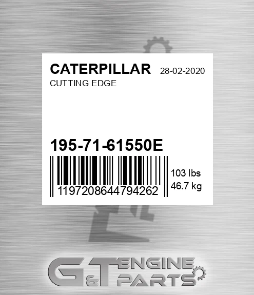195-71-61550E Cutting Edge for CATERPILLAR