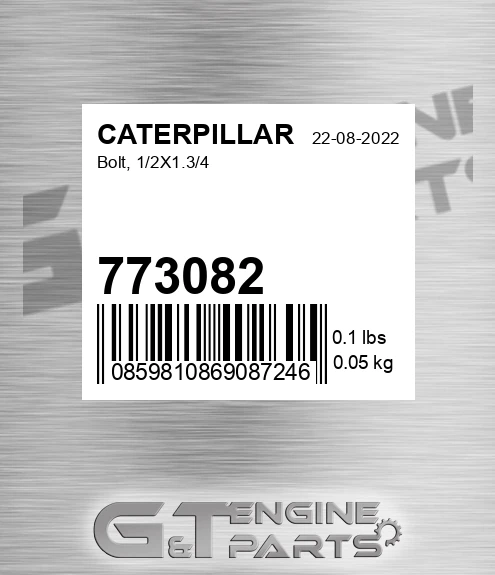 773082 Bolt, 1/2x1.3/4
