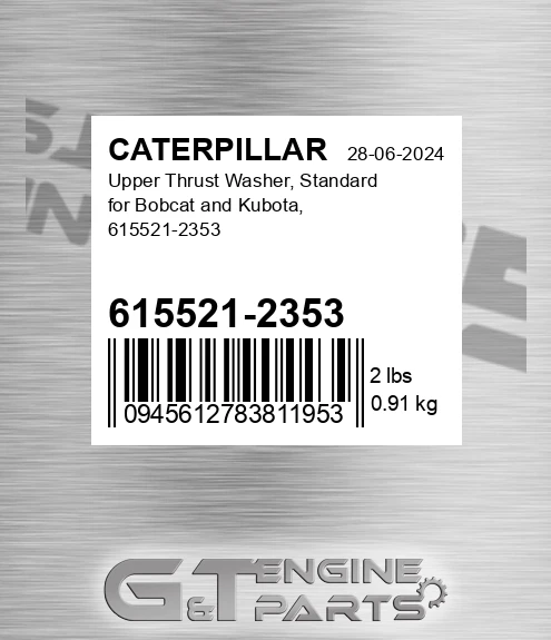 615521-2353 Upper Thrust Washer, Standard For Bobcat And Kubota,